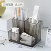 Porta lápices acrílico transparente de cinco compartimentos, caja de almacenamiento elegante y estéticamente agradable, organizador de escritorio, porta lápices cuadrado de plástico