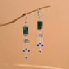 Pendientes largos de plata S925 con diseño de ciervo dorado, estilo chino, elegantes, con incrustaciones de malaquita y ruyi, para mujer