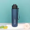 Taza de Agua Esmerilada Transfronteriza Taza de Plástico Portátil 750ml Hervidor de Agua con Popote de Rebote Cuerda de Correa Taza Deportiva Resistente a Altas Temperaturas