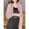 Cardigan de Punto Delgado de Color Sólido para Mujer, Nuevo Verano 2024, Chaqueta Larga Holgada Calada Estilo Coreano para Estudiantes