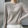 Suéter de Cashmere Pronto para Vestir Linha de Frente Feminino Gola Redonda Outono e Inverno Quente Pulôver Sem Costura Malha de Lã Camada Base Manga Longa Roupa Íntima