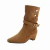 Colección Otoño 2026: Botas de estilo Western, botas de vaquero, botas retro con plataforma interior para aumentar altura, botas de gamuza para mujer