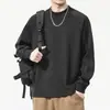 Camiseta de manga comprida pesada para homens, marca moderna nova primavera/outono 2026, camiseta básica casual solta de gola redonda, moletom moderno