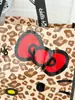 Bolsa de Compras Auténtica Autorizada Serie Familiar Sanrio Hello Kitty Estampado de Leopardo Plegable Portátil Bolsa de Gran Capacidad Estilo Nuevo