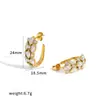 Pendientes de Acero Inoxidable en Forma de C con Diamantes de Colores, Diseño de Gancho de Alta Gama, Clavos de Acero de Titanio, Pendientes de Oro de 18K