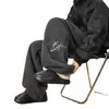 Calça Jogger Casual de Lã de Cordeiro com Forro de Fleece Bordado para Homens, Inverno Espessada à Prova de Frio Quente Perna Reta Esportiva Versátil de Algodão