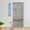 Puerta de Malla Suave con Cremallera, Puerta Antirrobo, Antimosquitos, Apta para Mascotas, Instalación sin Clavos, Ventilación en Forma de U, Cortina de Puerta a Prueba de Gatos, Gris