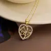 Collar con colgante de árbol de la vida de circonitas en oro de 18 quilates chapado en cobre ligero y de lujo de Aogu, cadena de clavícula para mujer.