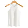 Camisola sin mangas para mujer con copa integrada y tirante al cuello, color liso, corte ajustado, cómoda, no necesita sujetador