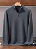 Suéter Masculino de Cashmere Liso com Gola Alta e Zíper, Tricô de Caimento Solto para Outono e Inverno, Peça Básica Casual para Negócios