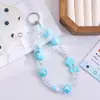 Llavero de Cuentas con Flores de Colores Dopamina de Dibujos Animados Corazón Femenino Cadena para Teléfono DIY Colgante para Bolsa Accesorios Adorno