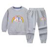 Suéter de algodón para niñas con unicornio conjunto de otoño 2022 Primavera y Otoño nuevo para niña pequeña estilo coreano deportivo dos piezas