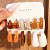Pendientes de Diseño de Nicho de Moda Personalizados Estilo Ins Transfronterizos Europeos y Americanos para Mujer, Juego de Pendientes de Tres Tubos de Resina Naranja y Verde Fruta