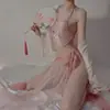Estilo Chinês Clássico Faixa de Barriga Chiffon Transparente Puro Desejo Sedutor Emocional Lingerie Roupa de Dormir Sexy Uniforme Clássico Sem Tirar Qqny