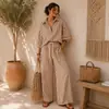Conjunto de Camisa a Rayas con Solapa y Pantalones Casuales de Moda para Mujer, Transfronterizo Europeo y Americano de Amazon 2026