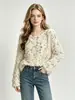 Blusas Tricotadas com Lantejoulas de Pelúcia Resistentes para Outono e Inverno, Estilo Solto e Preguiçoso, Gola Redonda, Mangas Longas, Atacado de Fábrica