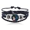 Pulsera de Cuero Creativa con Piedra Luminosa de los 12 Signos del Zodiaco, Pulsera Tejida Personalizada Hecha a Mano de Moda, Pulsera Unisex