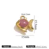 Joyería de Acero Inoxidable Lindo Dibujo Animado Colgante Pequeño Peces con Goteo de Aceite Dorado Colgante para Collar Pulsera Bolso