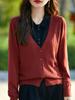 Nuevo cárdigan de punto con cuello polo de dos piezas de colores falsos para mujer, elegante, suelto, sencillo, con costuras para ir al trabajo.
