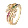 Amazon venta caliente transfronteriza accesorios joyería arcoíris anillo de circón de moda elegante anillo de mujer pulsera