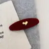 Pasador Retro de Cuadros en Forma de Corazón para Mujer, Pinza Elegante de Lana Roja para el Cabello, Exquisito y Moderno Accesorio para el Cabello de Flequillo Lateral de Año Nuevo