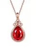 Collar de Clavícula de Turmalina con Colgante de Rubí Curvo de Doble Luna para Mujer Japonesa y Coreana, Chapado en Plata con Colgante en Forma de Gota de Quilate