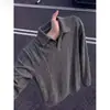 Camisa Polo de Punto con Rayas Verticales Estilo Old Money para Hombre Otoño Camiseta de Manga Larga American Cleanfit Sudadera Versátil para Pareja