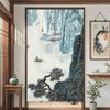 Cortina Elegante para Sala de Estudo/Sala de Chá em Estilo Chinês Cortina para Porta de Quarto Cortina Decorativa Sem Furar Fácil de Instalar Haste Telescópica