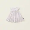Nuevo Vestido Floral de Verano Estilo Francés para Niñas con Cintura Fruncida, Mangas Volantes y Volantes para Niños Pequeños