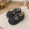 Zapatos de Punto Estilo Coreano para Niñas Estilo Pequeño Chanel Zapatos de Salón 2026 Otoño/Invierno Nuevos Zapatos de Salón Mary Jane con Suela Suave Zapatos de Princesa con Lazo