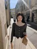 Cárdigan de punto versátil estilo coreano, adelgazante, a rayas, con bloques de color, nuevo conjunto de ropa exterior casual de manga larga con cuello redondo para otoño e invierno