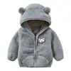 Chaqueta tipo camisa con capucha y cremallera de color liso, manga larga, con diseño de oso, para primavera, otoño e invierno, para niños y niñas, ropa infantil Ins