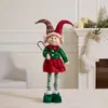 Novos enfeites de Natal para pendurar: enfeites de elfo com lantejoulas vermelhas e verdes, pose em pé, bonecos de Natal extensíveis, presentes de Natal