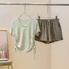 Traje deportivo para mujer, verano, nuevo, para bádminton, seda de hielo, running, fitness, de manga corta, secado rápido, fino, para correr por la mañana, traje de yoga