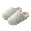 Pantuflas de algodón de punto a rayas para mujer, invierno, hogar, interior, suela gruesa, antideslizantes, cálidas, simples, pantuflas de felpa, pantuflas de algodón, hombre