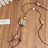 Collar de Cordón de Cuero Estilo Coreano Dulce y Fresco con Corazón Redondo de Resina, Cadena para Clavícula Moderna y Elegante con Diseño Único para Mujeres