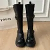 Botas estilo Martin, botas largas marrones, botas altas de suela gruesa para mujer, nuevo estilo primavera y otoño 2026, botas de montar tipo caballero con cuello plegable Maillard