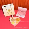 Chaveiro de Princesa em Ouro Puro para o Dia dos Namorados Chinês com Flor de Rosa e Coração de Amor Conjunto Atacado