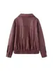 2026 Ropa de Mujer de Comercio Exterior Europeo y Americano Transfronterizo, Popular en AliExpress, Otoño Vintage Versátil Holgada Chaqueta Biker de Cuero Sintético