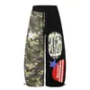 Pantalones de chándal BLACKLISTS estilo americano, con bloques de color, camuflaje patchwork estampado, dobladillo curvo, unisex, pantalones anchos holgados y elegantes