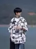 Camisa Floral de Manga Corta con Rayas Estampadas por Todas Partes, Elástica en Cuatro Direcciones, de Seda de Hielo para Hombre 2025 Estilo Hawaiano Camisa de Playa Vintage Ropa para Pareja