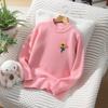 Suéter de Lana Pura Unisex para Niños y Adultos Cuello Redondo Suéter Engrosado Hecho a Mano con Ganchillo Bordado de Girasol Nuevo Estilo Otoño e Invierno