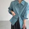 Camisa de algodón minimalista de alta calidad para mujer de Dongdaemun, Corea, algodón lavado de alta gama, color liso, camisa básica de manga larga para otoño para mujer