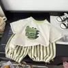 Pantalones de Linterna de Algodón con Diseño de Verano para Niños Conjunto de Dos Piezas de Alto Nivel para Niños Pantalones Cortos de Dibujos Animados Coreanos para Niños Pequeños