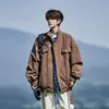 Chaqueta de Cuero PU para Motociclista Estilo High Street Americano para Hombre Tallas Grandes Holgada Marca de Moda Primavera y Otoño Canalla Fresca Corta con Cuello Alto