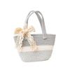 Bolso de Mujer Tejido Portátil Casual de Verano 2023 Bolso de Mano con Bufanda de Seda Elegante Bolso de Mujer de Moda de Gran Capacidad
