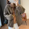 Chaqueta de Lana de Cordero Sintética para Mujer, Nuevo Estilo Otoño e Invierno 2025, Gama Alta, Súper Elegante, Chaqueta de Béisbol Cálida de Forro Polar
