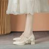 Não Cansativo para os Pés, Saltos Grossos, Saltos Altos, Vestido de Casamento, Sapatos de Casamento, Sapatos Femininos Xiuhe Francês Finos Brilhantes de Cristal para Madrinhas e Noivas, Uso Duplo
