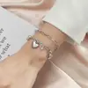 Pulseira Dupla Camada Europeia e Americana Transfronteiriça Simples e Fashion, Joia com Pingente de Coração Empilhável Estilo Coreano Estilo Ins, Venda Quente Atacado