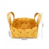 Cesta tejida a mano con rodaja de madera, Cesta para frutas, verduras y pan, Cesta de almacenamiento tejida a mano de ratán, Cesta de escritorio para snacks, Cesta de picnic